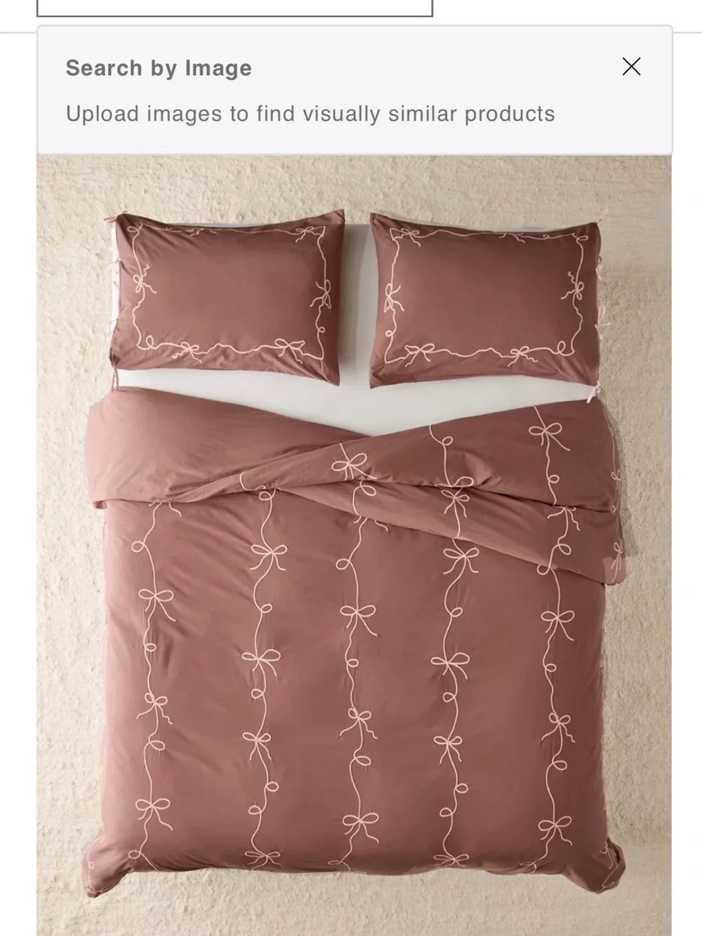 Urban Outfitters Lacey Bows Embroidered Duvet Cover and pillowcases Twin XL dorm